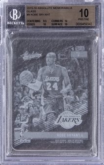 2015-16 Panini Absolute Memorabilia #9 Kobe Bryant Glass Trading Card - BGS PRISTINE 10